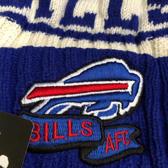 NWT Buffalo Bills NFL Fleece Lined Beanie Pom Adult Size New Era Embroidered - Picture 3 of 3